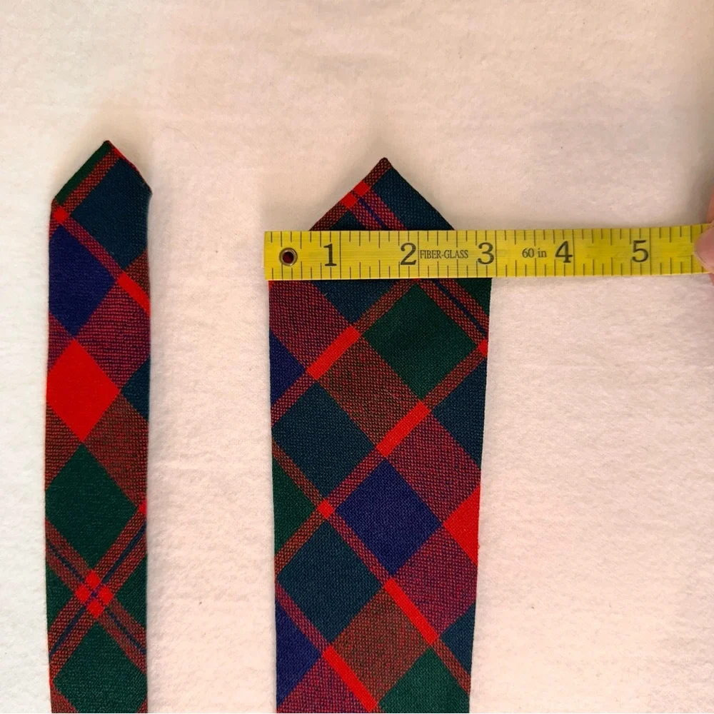 Vintage Scotland Glasgow Man's Tie Handmade Wool Red Multicolor Necktie Plaid